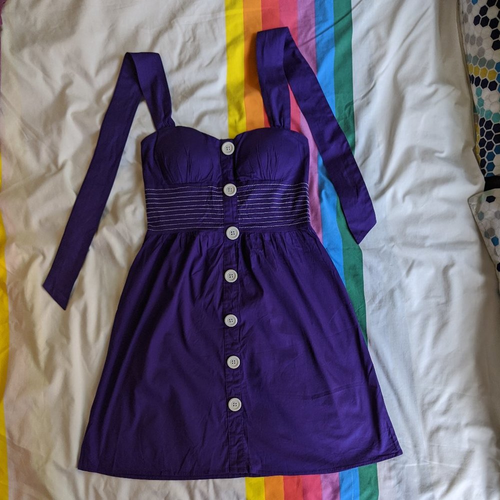 LAST CHANCE Purple Ruby Rox Button Halter Dress - Picture 5 of 5